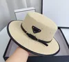 Belt Triangle Metal Label Straw Hat Women's Spring and Summer Fashion All-Matching Vacation Beach Sun Shade Top Hat