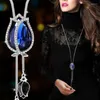 Pendant Necklaces Women Tulip Long Necklace Sweater Chain Fashion Metal Crystal Flower Adjusted