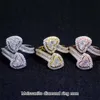 Test de diamant passé 925 Sterling Silver VVS Moisanite Diamond Double Hearts Ring pour le mariage Beau cadeau