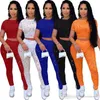Kvinnor Tracksuits Two Piece Pants Set Summer Outfits Sexig Holed Crew Neck Kort ärm Crop Top och Leggings Sport Suit