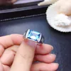 Cluster Rings Men Ring Muscular Character Blue Topaz For Jewelry Real 925 Silver Natural Gem 8x10mm Size Birthstone Party Gift