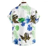 メンズカジュアルシャツ2023ハワイアンメンビーチブラウスフローラルトップ半袖ボタンアップシャツCAMISA HAWAIANA HOMBRE