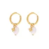 Boucles d'oreilles créoles acier inoxydable femme plaqué or perle croix oreille Piercing accessoires haute qualité coréen bijoux en gros