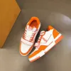 Högkvalitativ lyxdesignerskor män casual sko fluorescerande gul och vit kalvskinn sneakers kmkjkmj000002