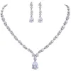 Necklace Earrings Set Luxury Cubic Zirconia For Women Teardrop Sets Bridal Wedding Dress Exquisite Jewellery Gift