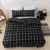 Sängkläder set Black Plaid Home Sets Twin Queen Size Däcke Cover and Pillow Cases Nordic Style quilt för sovrum med dubbelsäng 230321