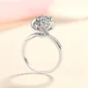 Anneaux de mariage Carat Bague Fiançailles Moissanite Diamant Amour Promise Fontaine Fleur Cadeau Pour Petite Amie Mariage