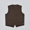 Men's Vests BOB DONG Vintage Striped Work Vest Men's Retro Suit Waistcoat Cotton Buckle Back