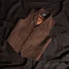 Men's Vests Men's Vest Waistcoat Steampunk Jacket Brown Vests for Men Formal Steam Punk Wool Tweed Suit Male Clothings 230321