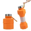 Bouteille d'eau Portable de 650ml, pour course en plein air, Fitness, haltère, sport, tasse d'eau pliante créative en Silicone