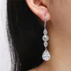 أقراط متدلية Rakol White Waterdrop Zirconia Cubic Long for Women Gridal Wedding Compans Accessories Accessories