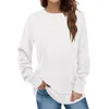 Débardeurs Femme Automne Casual Manches Longues Col Rond T-Shirt Sport Côté Fendu Ourlet Courbé Pull Tunique Top Sweat Pour Leggings