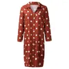 Casual Dresses Summer Italian Fashion Polka Dot Shirt Long Dress Women Sleeve V-Neck Button Down Split