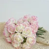 Decorative Flowers Simulation Green Plant Flower Arrangement Artificial Latex Rose Bouquet Wedding Home Living Room Garden Pink White Roses