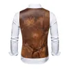 Herrvästar vintage imitation läder singel-breasted män casual vests jacka höst mode v-hals ärmlös chaleco hombre streetwear 230320