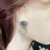 Stud Earrings Cute Pearl Ball Charm Purple Resin Glitter Pendant Korean Jewelry