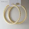 Hoop Earrings TOP QUALITY PLAIN TWIST - YELLOW GOLD PLATED ROUND 35 MM 1.38" EARRING BAND WIDTH 5 0.2 INCH