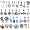 925 Siver Beads Charms för Pandora Charm Armband Designer för kvinnor Evil Eye Owl Hot Air Balloon Blue Charms