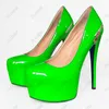 Olomm New Women Spring Pumps Patent Sexiga stilett klackar runt tå underbar fuchsia lila nattklubbskor damer USA storlek 5-20