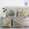 Kudde Ocean Sea Shell Pillow Case Blue Marine Cartoon Throw Home Linen Large Soffa Bedding Decoration T166