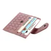 Plånböcker Purdored 1 PC Weave Slim Card Holder For Women Mini Bank Case Läder Kvinnlig Slim Plånbok för kort Porte Tarjetero Hombre G230308