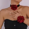 Ras du cou multicolore Sexy dentelle grande Rose fleur clavicule collier collier pour fille velours court Bracelet déclaration bijoux