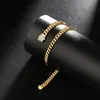 Golden Cuban Chain 6-10mm Titanium Steel Stainless Steel Microclastic White Diamond Capital Necklaces