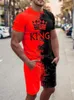 Męskie dresy dla mężczyzn mąż Król 3D Drukuj szorty męskie koszulki odzieży Mężczyzn Pants Sets King T-Shirt Zestaw joggingowy