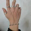 Pulseras de encanto Chapado en plata Pulsera de muñeca de cadena punk para mujeres Hombres Conjunto de anillos Pareja Emo Joyería de moda Regalos Pulsera Mujer