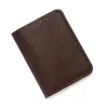 Portefeuilles 2023 Soft Men Wallet Solid Color Pu Leather Lychee Patroon Mini Coin Purse Rits Licentiekaarthouder Heren Klein