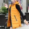 Femmes gilets long hiver gilet manteau mode femmes vêtements d'extérieur poche solide élégant dames chaud rembourré mince veste Streetwear