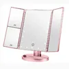 Miroir compact de maquillage, grossissement 2X/3X, miroir de table lumineux à 22 LED avec écran tactile, rotation réglable à 180, miroir cosmétique de voyage portable