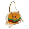 Abendtaschen für Damen, lustige Handtasche, Cartoon-Plüsch-Hamburger, niedliche Umhängetasche, Mädchen-Umhängetasche