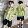 Enfants Chemises Enfants Dessin Animé Chemise Décontractée Enfants Mode D'été Hawaïenne À Manches Courtes Tops Adolescent Garçons Dinosaure Imprimer T-shirt Mince Vêtements 3-12Y 230321