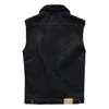 Gilet da uomo Autunno Inverno Moda Casual Giacca di jeans senza maniche con cappuccio nero Street Punk Style Opzioni di dimensioni multiple 230320