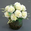 Decoratieve bloemen Kunstmatige nep Roses Bouquet Blue White Silk Rose Flower Bruiloft Decoratie Accessoires Home Decor