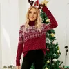 Kvinnors tröjor 2023 Jacquard Sweater Snowflake Knitting Bas Coat Pullover Red Turtleneck Women's Fashion Top A135