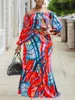 Tracksuits Plus Size 2 Piece Maxi Dress For Women - Off Shoulder Floral Print Crop Top Skirt Set Summer Casual Clubwear
