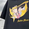 Herr t-shirts groda drift mode anime sjöman måne överdimensionerad lös överdimensionerad svart tee t shirt toppar för män t230321