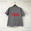 Herr t-shirts groda drift streetwear rrr123 grå 123 number lossa överdimensionerade tee tops t-shirt för män t230321