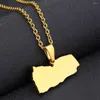Pendant Necklaces Yemen Map Necklace For Women Men Stainless Steel Gold Color / Silver Ethnic Anniversary Party Birthday Jewelry