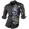 Herren-Freizeithemden, Sportrendy Herren-Hemdkleid, lässig, langärmelig, modisch, Drache, stilvoll, JZS091, Schwarz, 230321