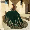 Filles mexicaines vert foncé robes de Quinceanera sans bretelles or dentelle Applique Sweet 16 Pageant robes de bal Vestidos de Novia BC13168