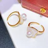 Cluster Rings 8mm Round Akoya Freshwater Pearl INS Sky Style With Shell Gifts