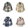 Kids Shirts FOCUSNORM 2-7Y Fashion Kids Girls Boys Shirts Jacket Outwear 4 Colors Plaid Printed Long Sleeve Single Breasted Coats 230321