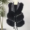 Chalecos de mujer Faux Fur chaleco de chaleco de chaleco sin mangas slim pu cuero ropa exterior high streush una pieza de una pieza