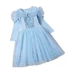 Flickaklänningar Princess Kjol Ice och Snow Spring Summer Long Short Sleeve Children's Birthday Dress för år 2023