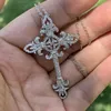 Zincirler 2023 En çok satan kolye lüks mücevher 925 STERLING Silver Cross Anahtar Kolye 5a Kübik Zirkonya Düğün Çiçek Hediyesi