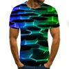 T-shirts pour hommes T-shirt 3D motif irrégulier imprimé à manches courtes été décontracté col rond forme amusante vêtements de rue