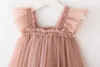 Robes de fille Robe d'été mignonne sans manches sangle Tulle bébé fille robe premier anniversaire fille fête princesse robes bébé fille vêtements 12 M-6 T W0314